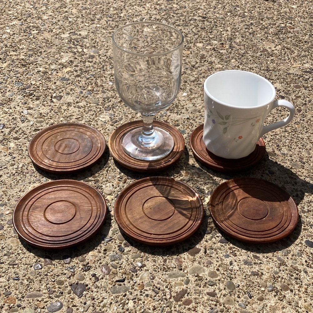 Wood Vintage coaster set - Picture 7 of 12